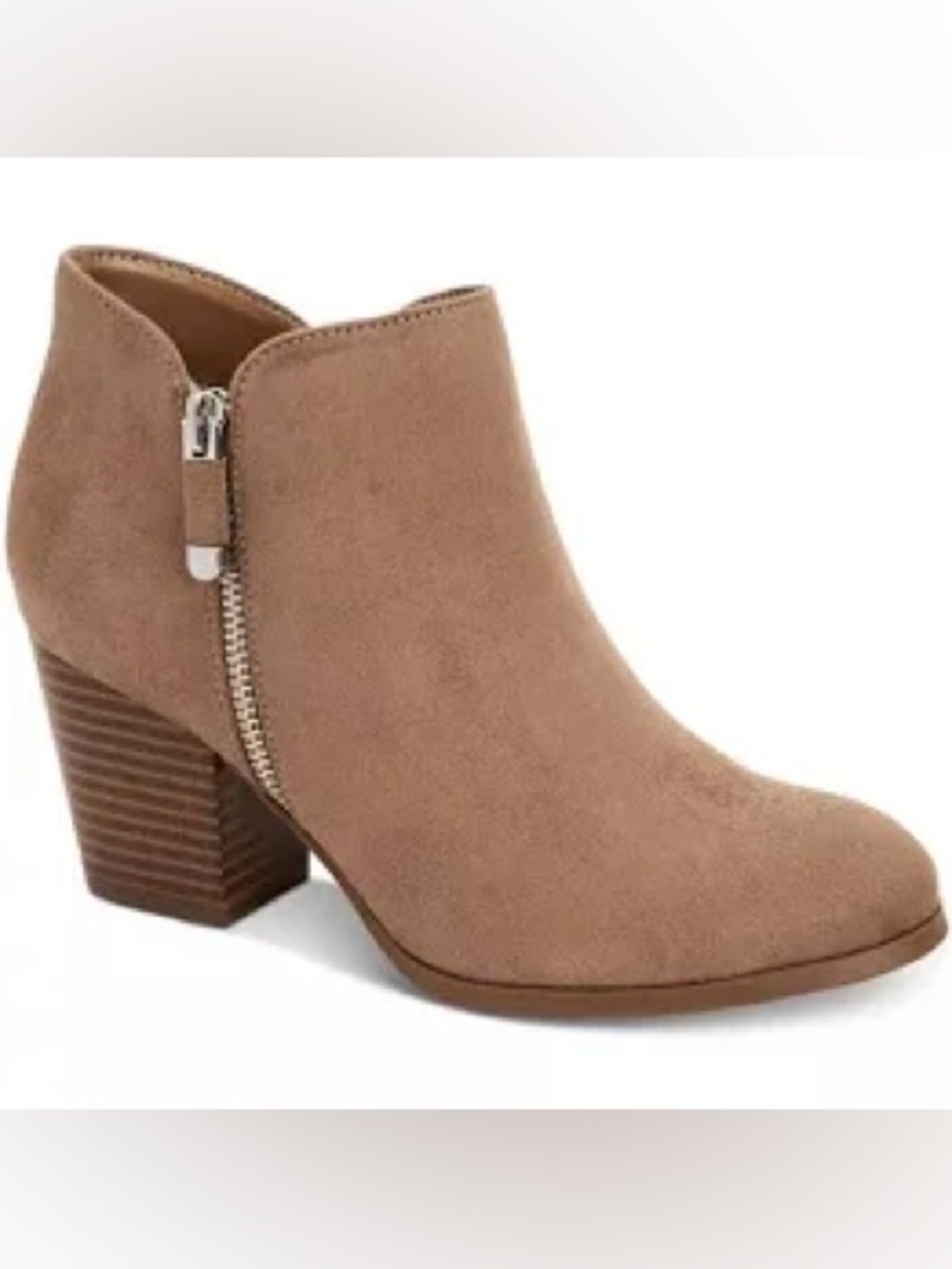 Style & Co Womens Masrinaa Ankle Booties in Tan Suede